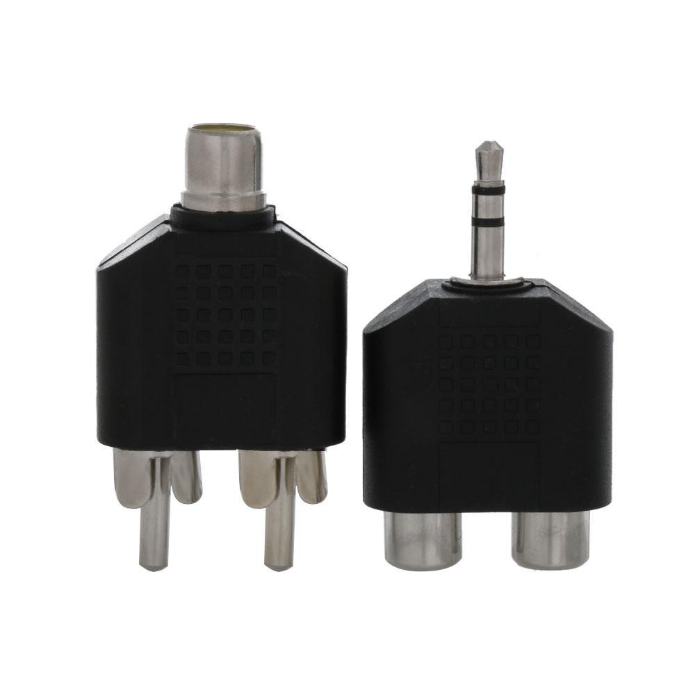 Suyo 2pcs Adaptor Audio Aksesoris Video Hitam Rumah Y Splitter