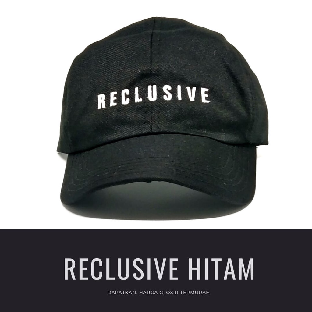 Termurah Topi baseball / garis tiga / challange / reclusive / kaktus / smile / pesawat kertas / yours / brotosaurus dino / daun kecil rasta / pohon kelapa  ring premium dan pertamax pria wanita kpop korea-Reclusive hitam