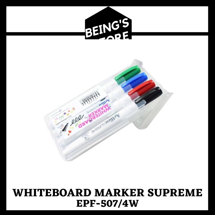 

SPIDOL PAPAN TULIS SET 4PCS SUPREME WHITEBOARD MARKER ARTLINE EPF-507/4W