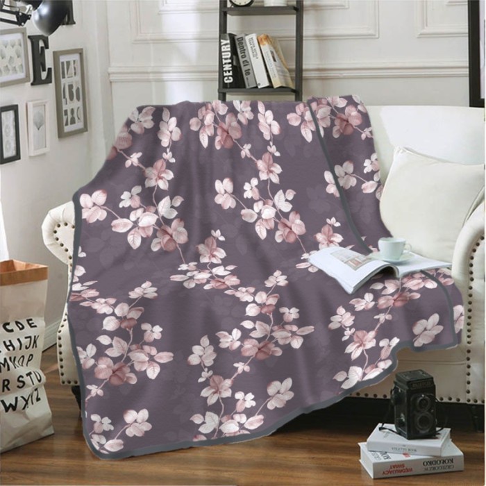 Sprei & Bedcover Premium Selimut Flannel 160 X 200 Fiji Kintakun Polyester Ungu Anti Alergi