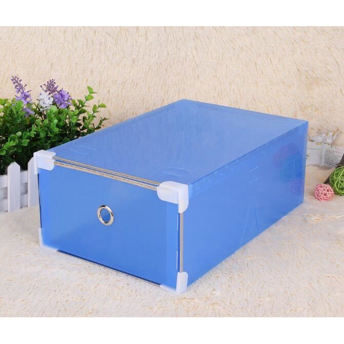 Promo Box Serbaguna / Box Sepatu (Bahan lebih tebal,8 clip di tiap sudut, - Biru Berkualitas