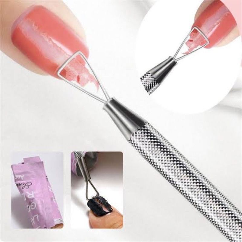 PEMBERSIH KUTEK / NAIL REMOVER STAINLESS STEEL STICK / STIK TONGKAT PEMBERSIH / REMOVE KUTEK GEL CUTICLE PUSHER GEL POLISH