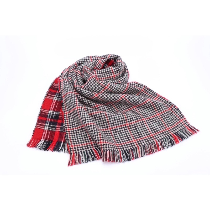 Scarf wanita pria import korean style plaid reversible pashmina syal hangat autumn musim dingin