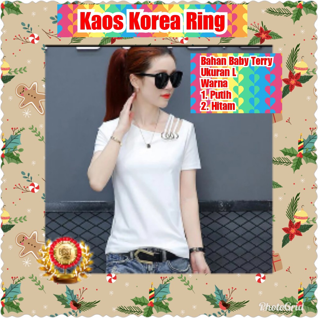 KAOS KOREA RING / PUTIH / HITAM / TERMURAH