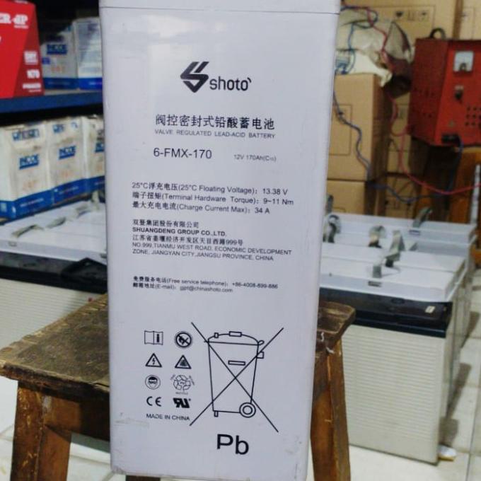 battery vrla shoto 6-fmx-170 12v 170ah 2nd solar panel plts ups