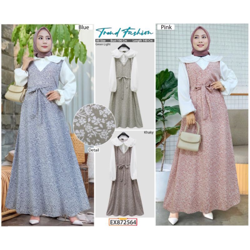 GAMIS EXTU BUNGA KECIL KERAH KOREA STYLE