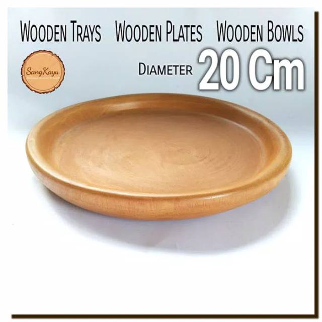 Wooden plate 20 Cm Piring kayu Wooden tray / bowl nampan mangkok saji