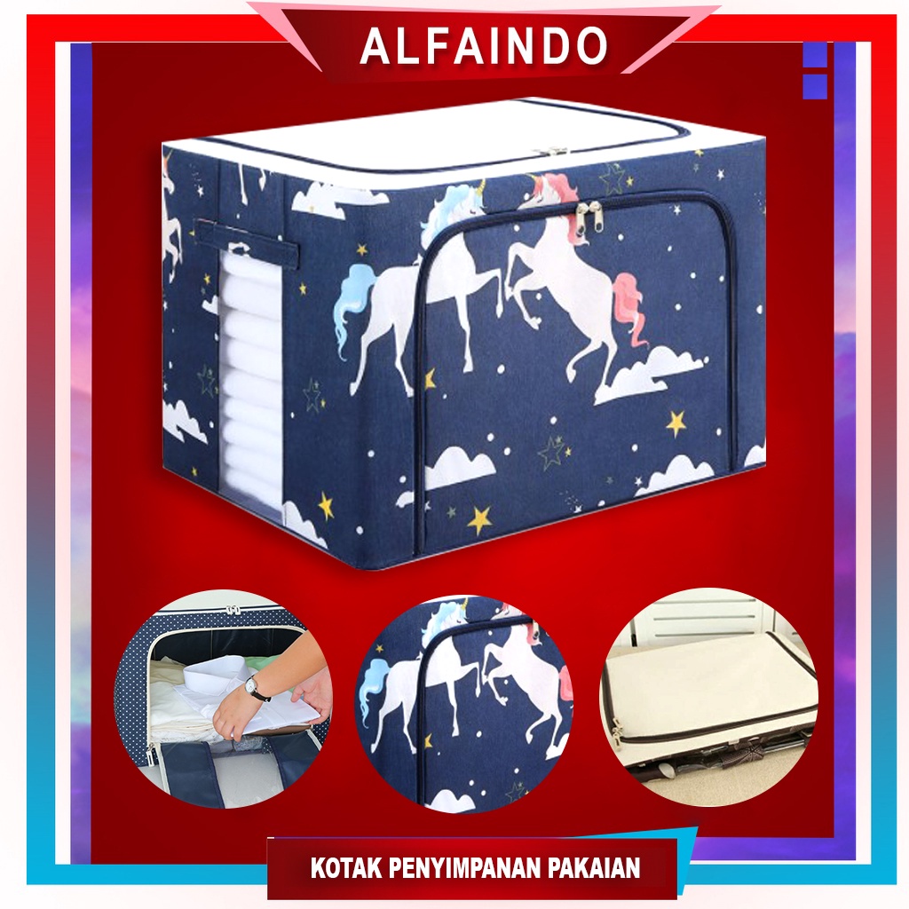 Alfaindo Storage Box Baju Tempat Penyimpanan Pakaian dan Mainan Rangka Besi SB015