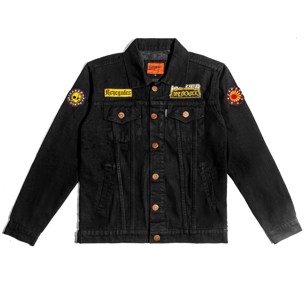 KIZARU Jaket Jeans Trucker Denim Patch ONE OK ROCK