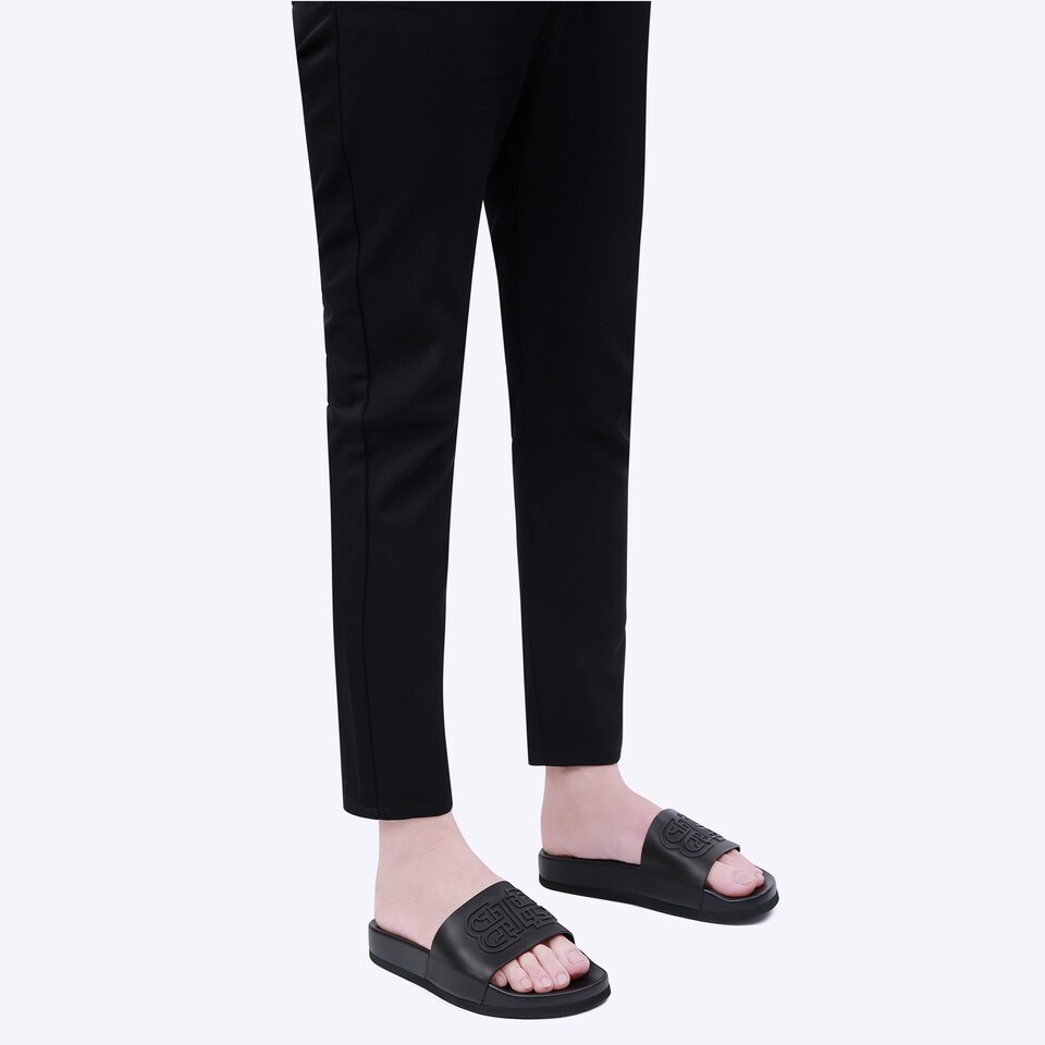 SANDAL SLIDE EVERBEST PRIA ORIGINAL CASUAL KULIT BRANDED HITAM EM28