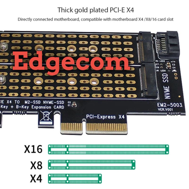 PCIE x4 to M.2 NVMe + NGFF Expansion Card
