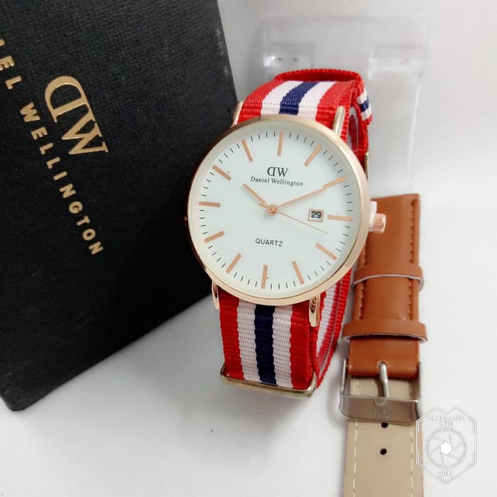 

D.W KANVAS TANGGAL PAKET KULIT RED WHITE NAVY (BROWN)