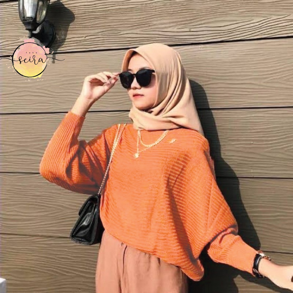 [BISA COD] Betwing Prily / Batwing Prily Rajut / Blouse Baju Rajut Wanita Prilly / Lasperal Outerwear / Atasan Wanita Model Kelelawar / Kalong / Zaneta Kalong