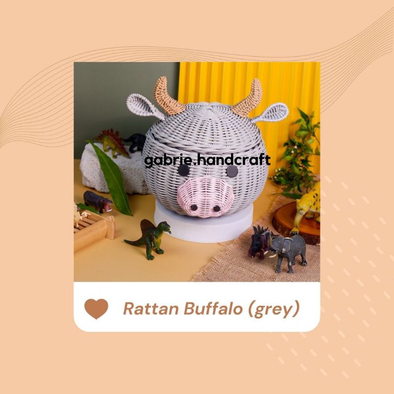 

Rattan Shio Kerbau (Grey) - Tempat Hampers,Baby Born,Manyue, Birthday,