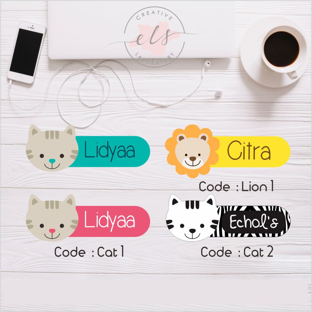 

stiker label nama custom waterproof anti air