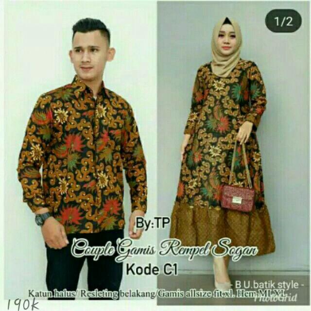 Couple Blus Ziggy Krikil Sogan Batik Sarimbit Seragam Kerja Atasan Casual