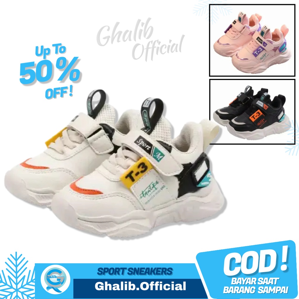 Sepatu Anak Perempuan Laki Laki Import Sport Sneakers Kids Shoes Non LED Size 21 - 35