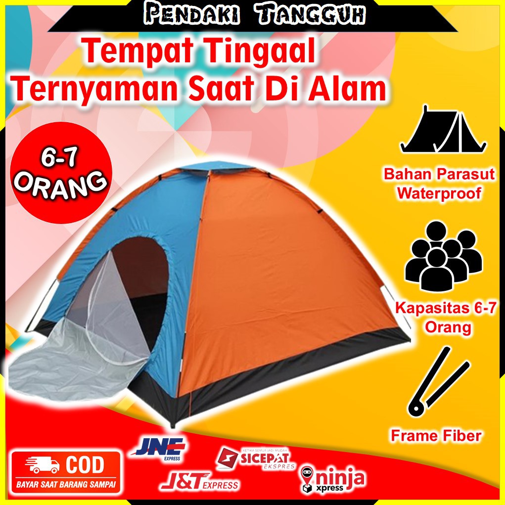 Tenda Camping Camp Kemping Dome Single Layer 6P / 6 Orang Anti Air