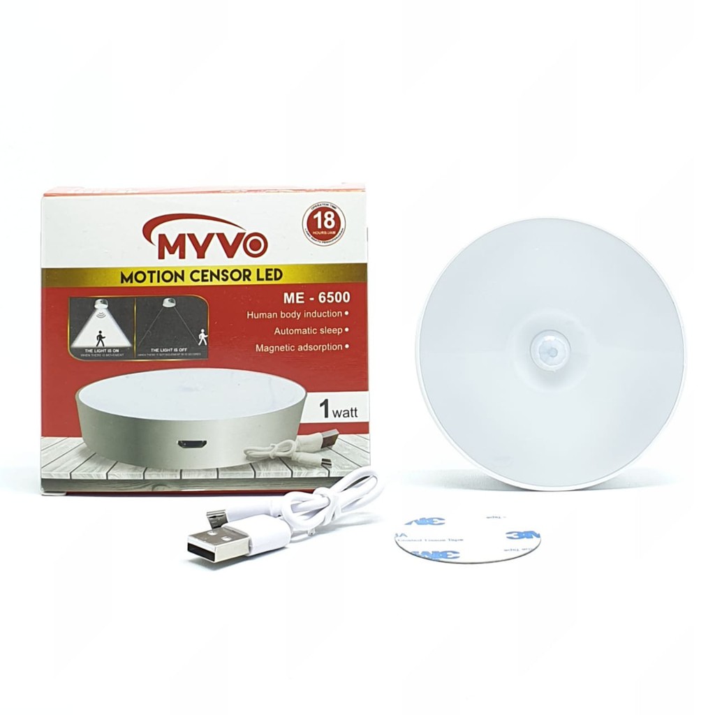 Myvo ME-6500 Lampu Lemari Laci Lampu Sensor Gerak Led 1W 8 Led Cahaya Putih / Lampu Tidur