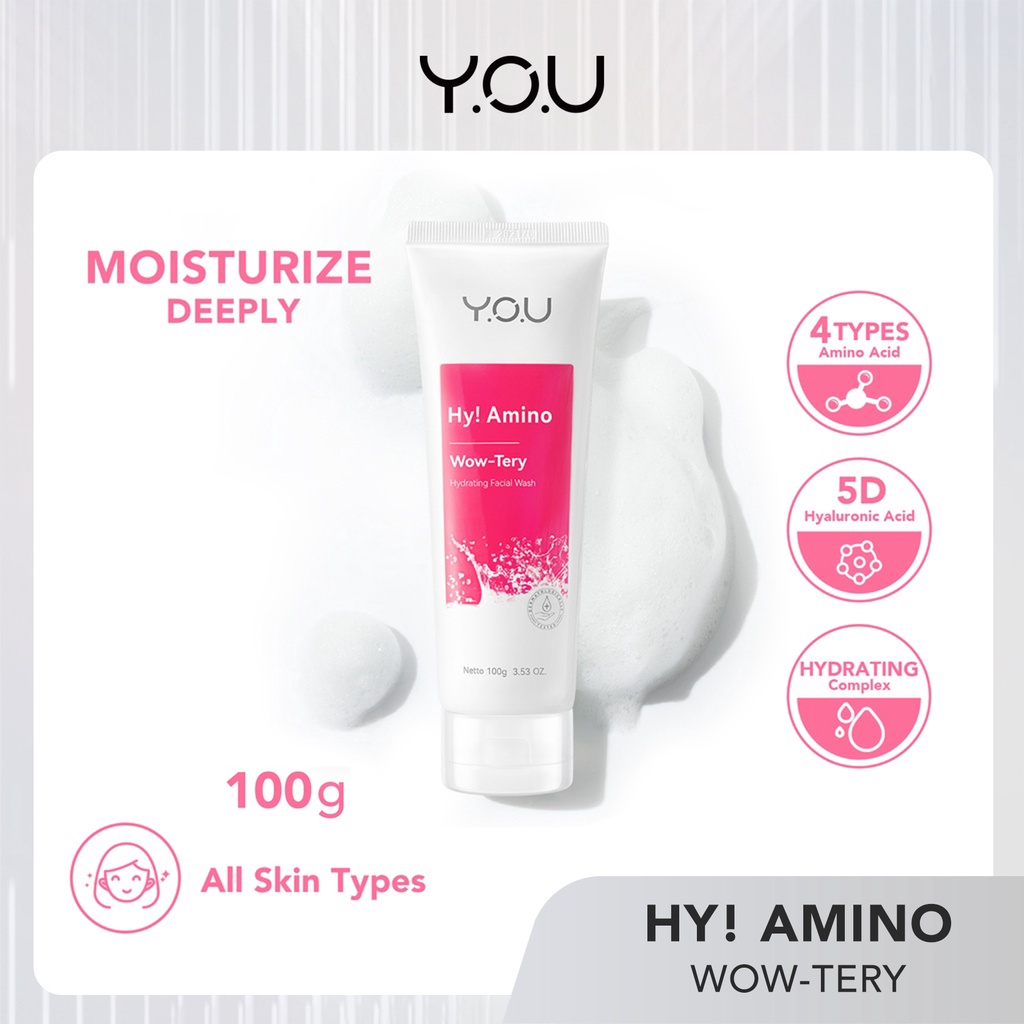 YOU Hy! Amino Facial Wash Wow-Tery Hydrating 100gr Sabun Cuci Muka YOU Hy! Amino