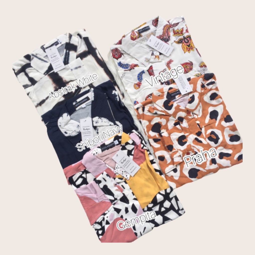 KEMEJA PENDEK RAYON KEMEJA CEWEK MOTIF PATTERN KEMEJA MOTIF MURAH KEMEJA LENGAN PENDEK HOOLAQUEEN