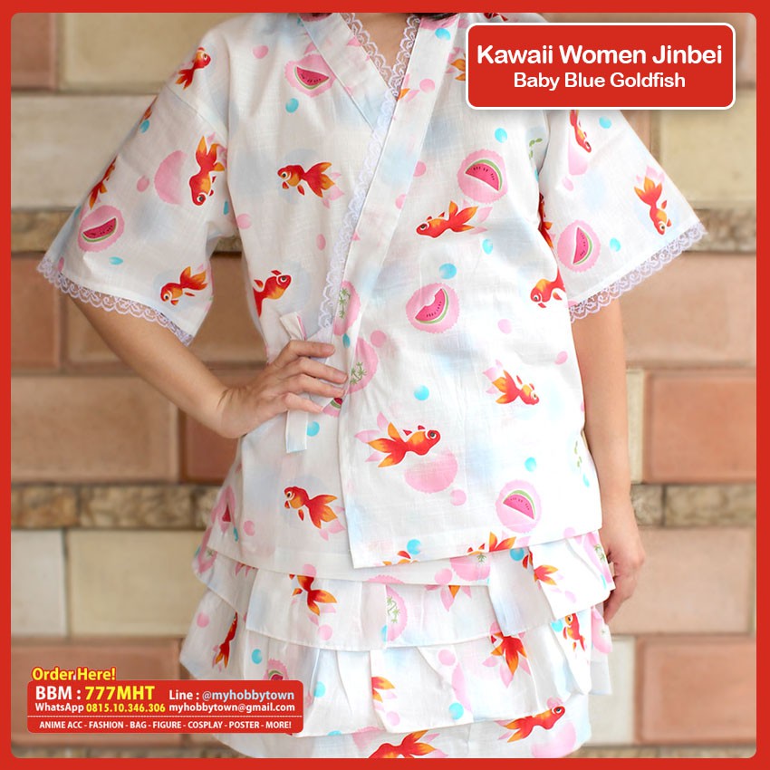 Kawaii Jinbei Wanita : Baby Blue Goldfish Watermelon (Kingyou Suika)