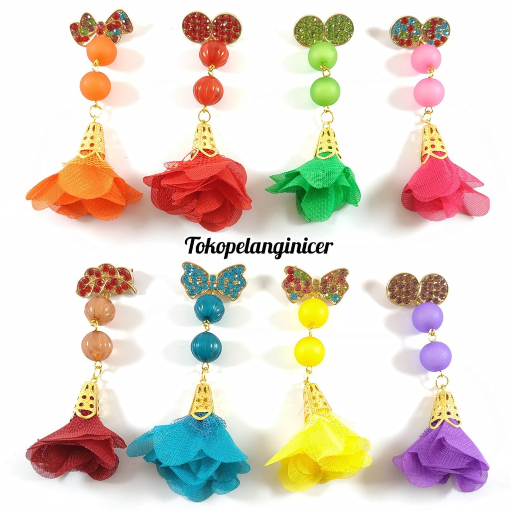 Bros Dagu Mewah Bunga Fril Aksesoris Bros Hijab Bros  Model Anting Murah By Tokopelanginicer