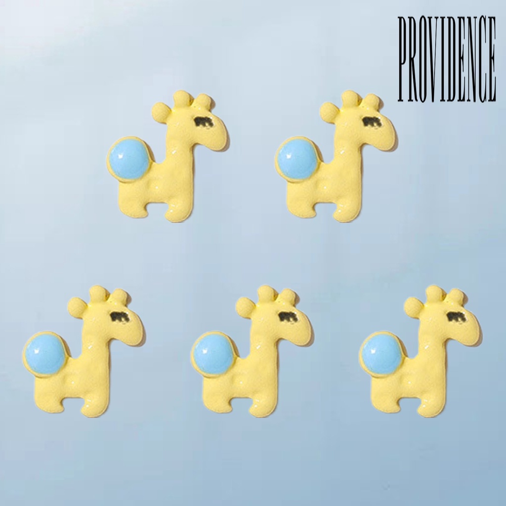 Providence 5Pcs / Set Ornamen Kartun Jerapah / Kelinci / Beruang Bahan Plastik Untuk Dekorasi Nail Art