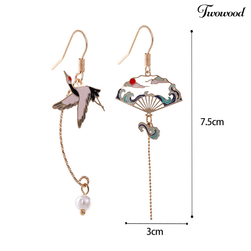 1 Pasang Anting Kait Gantung Wanita Desain Hewan Asimetris Hias Mutiara Imitasi Untuk Kencan