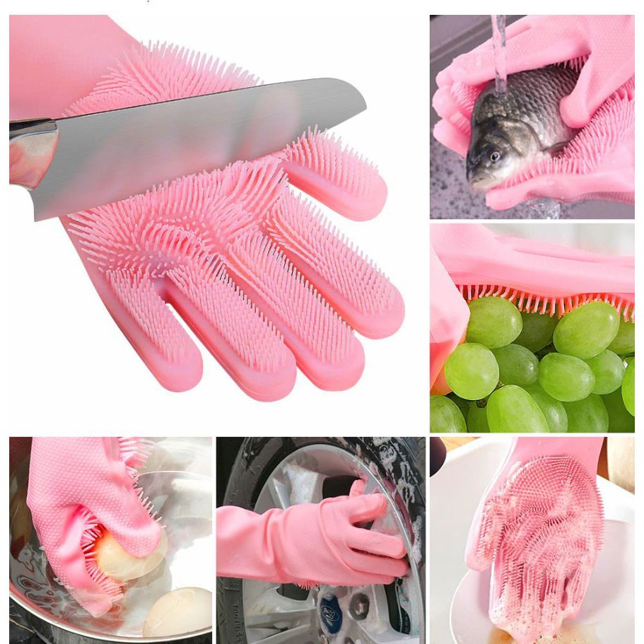 Sarung Tangan Sikat Mencuci Magic Silicone Gloves - Termurah