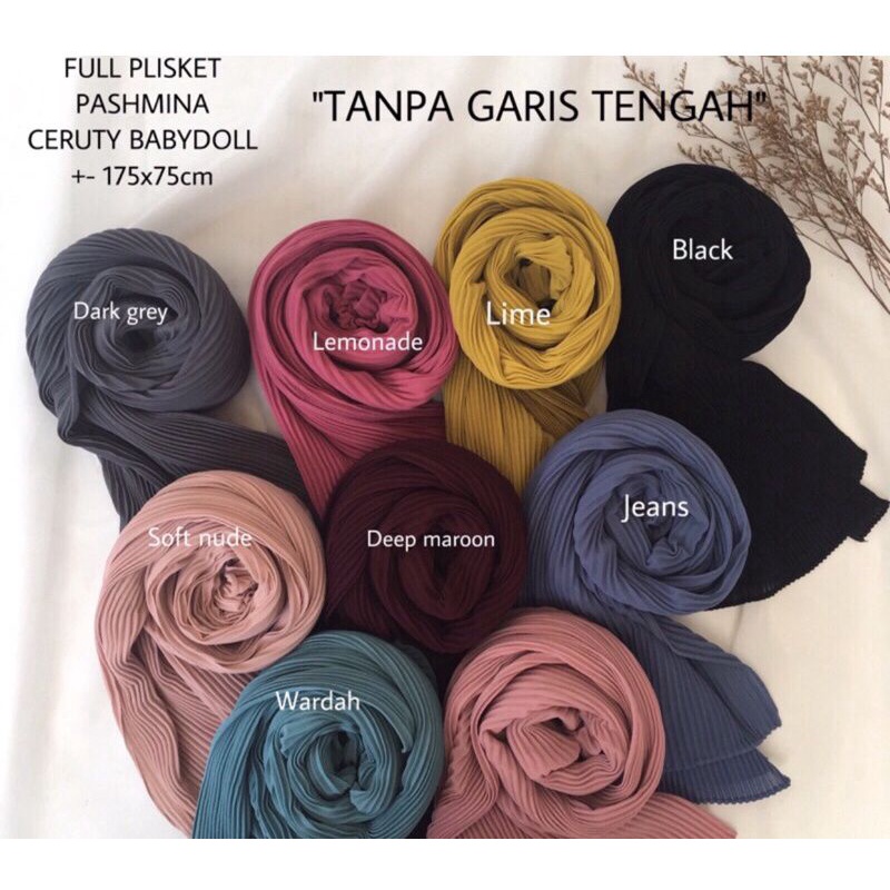 Pashmina Plisket Full Premium Ceruty Babydoll Pleats Plisir