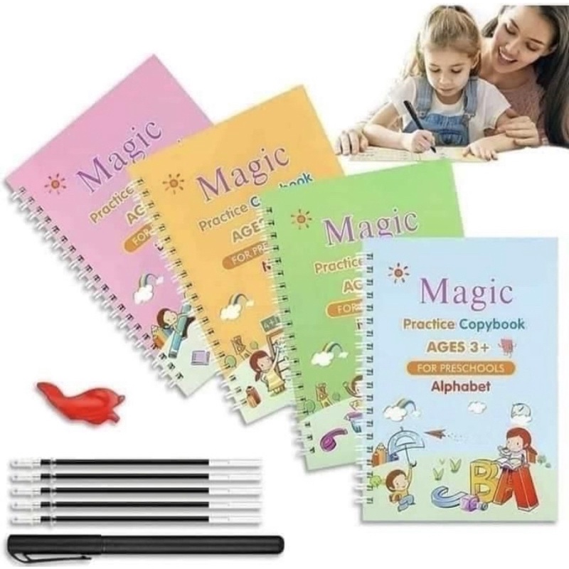 

☘️ ASHIKA ☘️ 4in1 Sank magic Book Buku ajaib bisa dihapus viral harga untuk 1set sesuai gambar