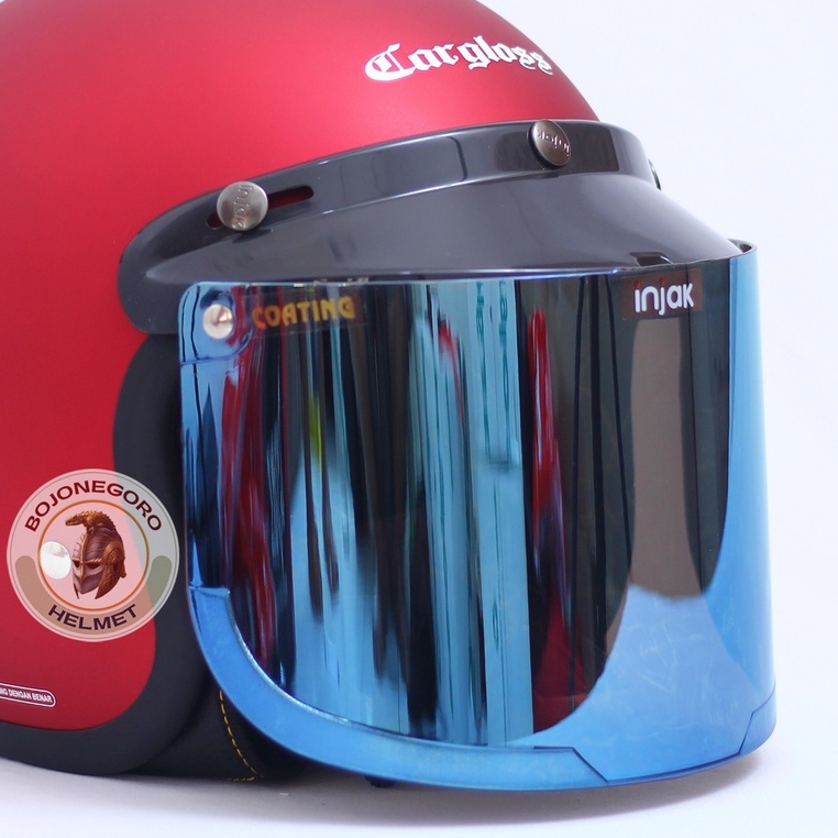 Kaca Datar flat injak untuk helm  Jpn cargloss retro classic + kaca cembung