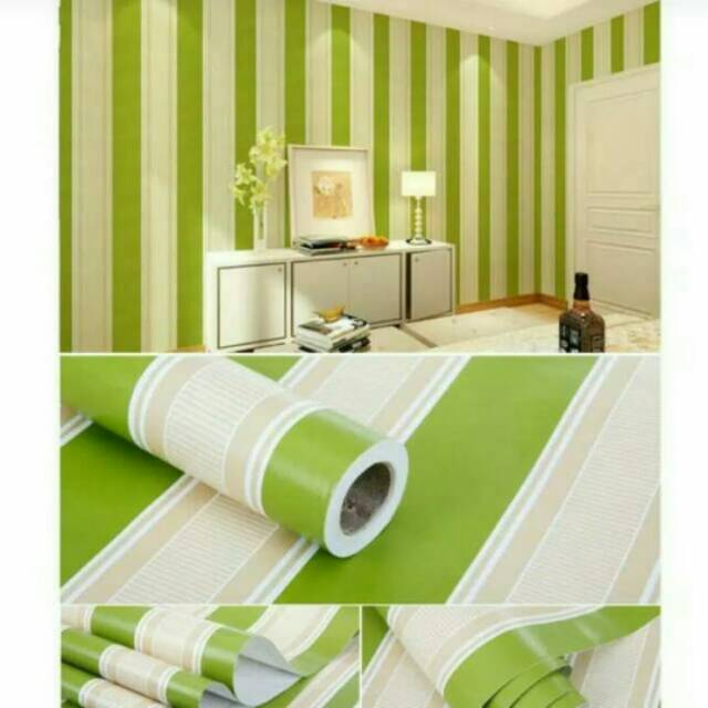 Wallpaper dinding 10m x 45cm/Wallpaper dinding salur hijau