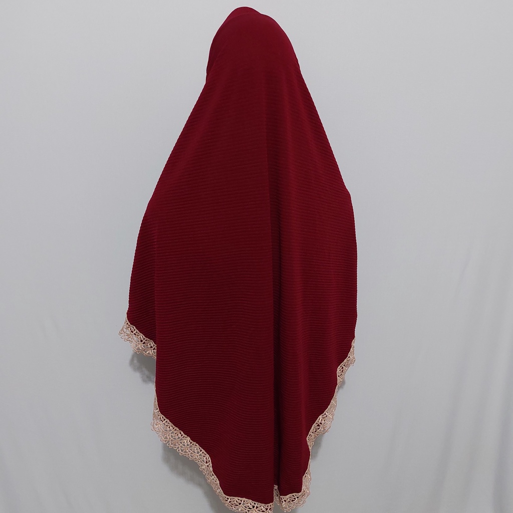 Jilbab Prisket Renda Prada  Keliling Jersy Terbaru 2022-MAROON