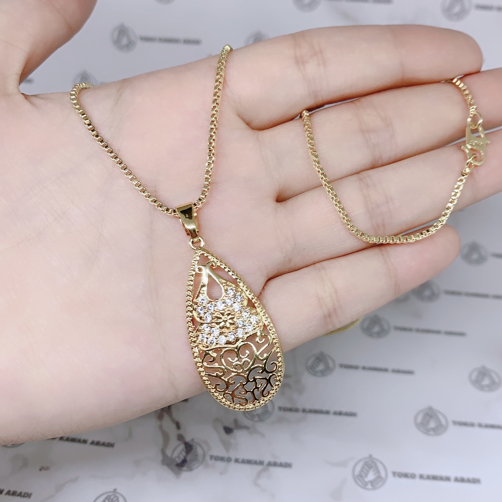 60cm Kalung Xuping Gold Perhiasan Fashion Wanita liontin Permata Big Size Oval *20