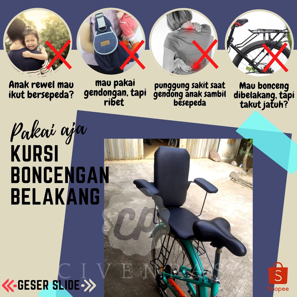 Kursi Boncengan sepeda di belakang / boncengan sepeda onthel belakang