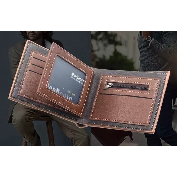 ORIGINAL MENBENSE D3301-4 DOMPET UANG PRIA TIGA LIPATAN DENGAN TEMPAT KOIN