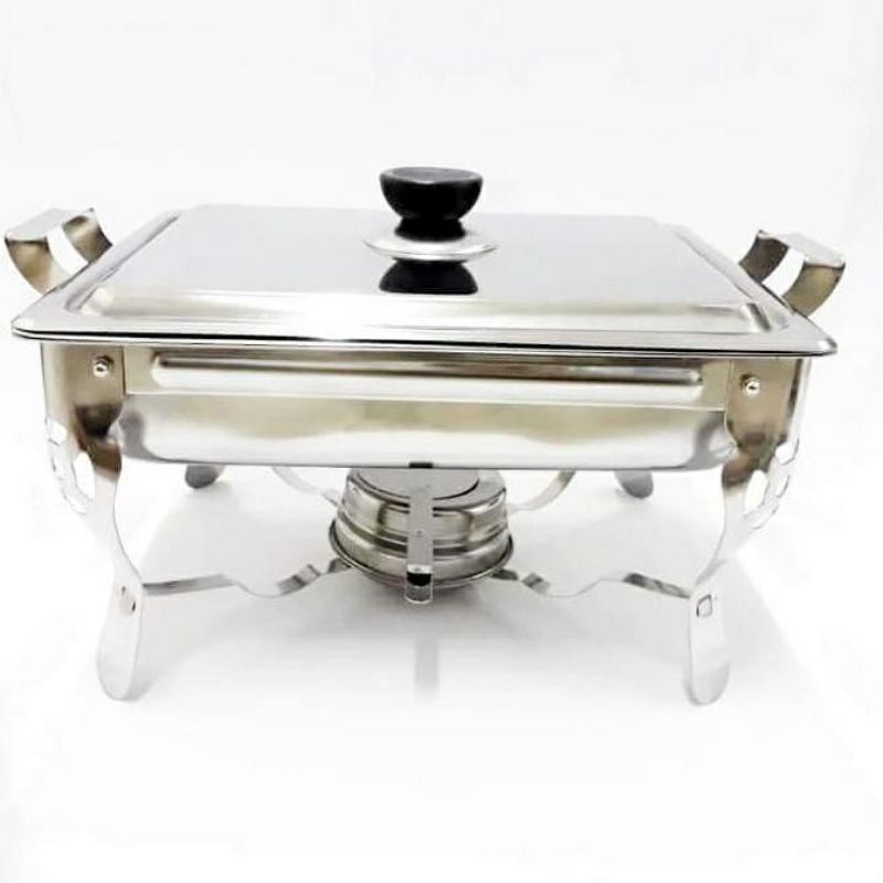 Prasmanan Warmer 2 Square Pan  , Tempat Makan Pemanas  Penghangat Sayur  Stainless Stell KOTAK / SEGI