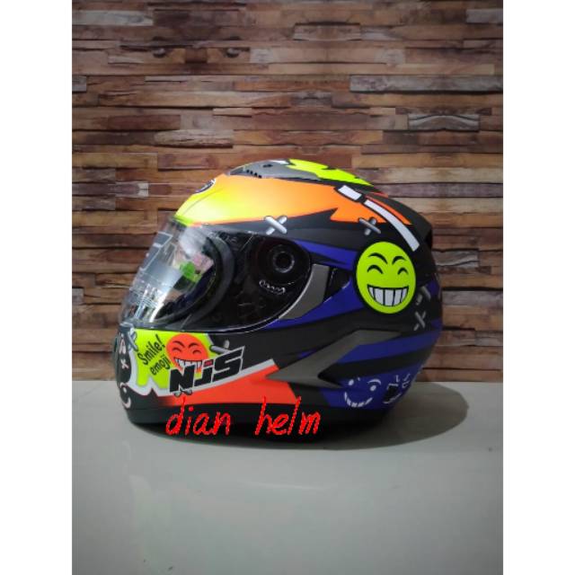 Helm NJS shadow motif 808 smile blue/orange