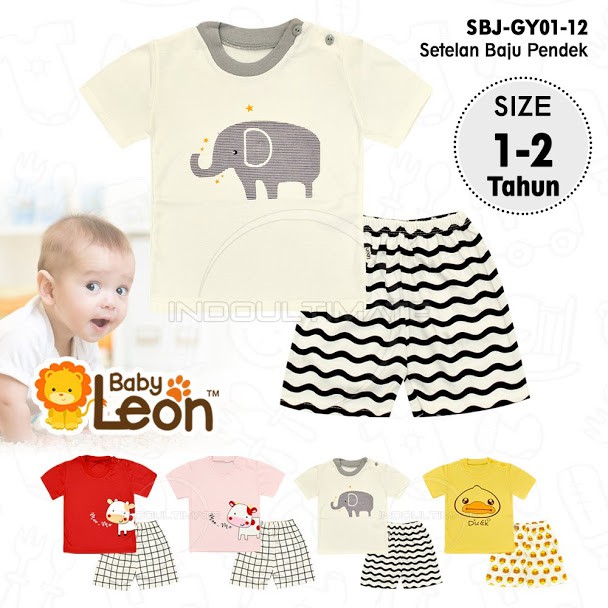 Setelan Baju Anak BABY LEON Unisex Setelan Kaos Pendek Celana Pendek Anak Bayi Balita piyama anak