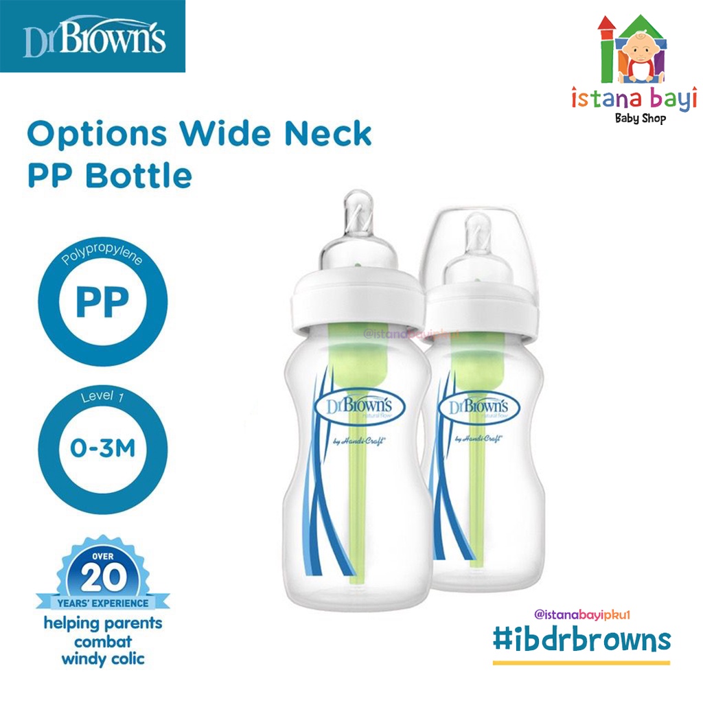 Dr.Brown's Bottle Options Wide Neck 2x270ml - Botol Susu