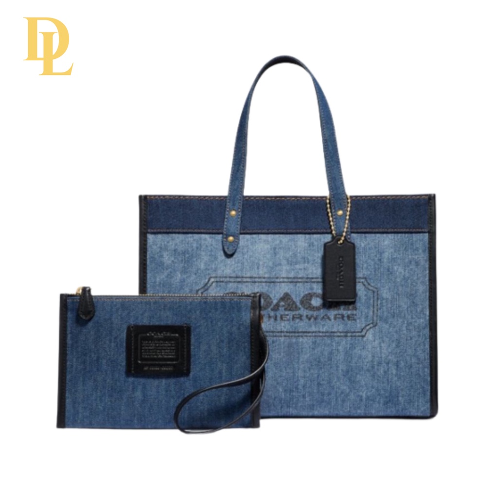 Coach Field Tote 30 With Coach Badge Blue (C89163)