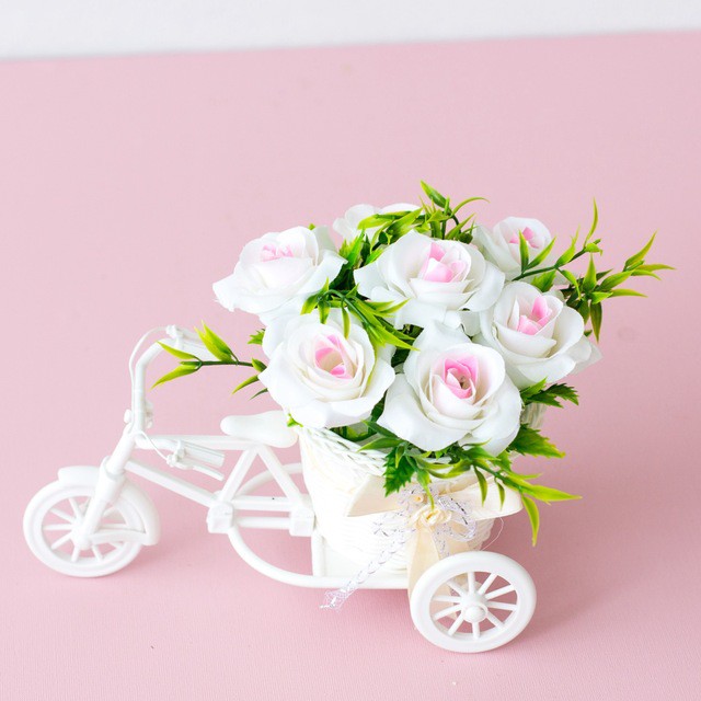 Sepeda Bunga dekorasi Bunga plastik-PS-SC Putih