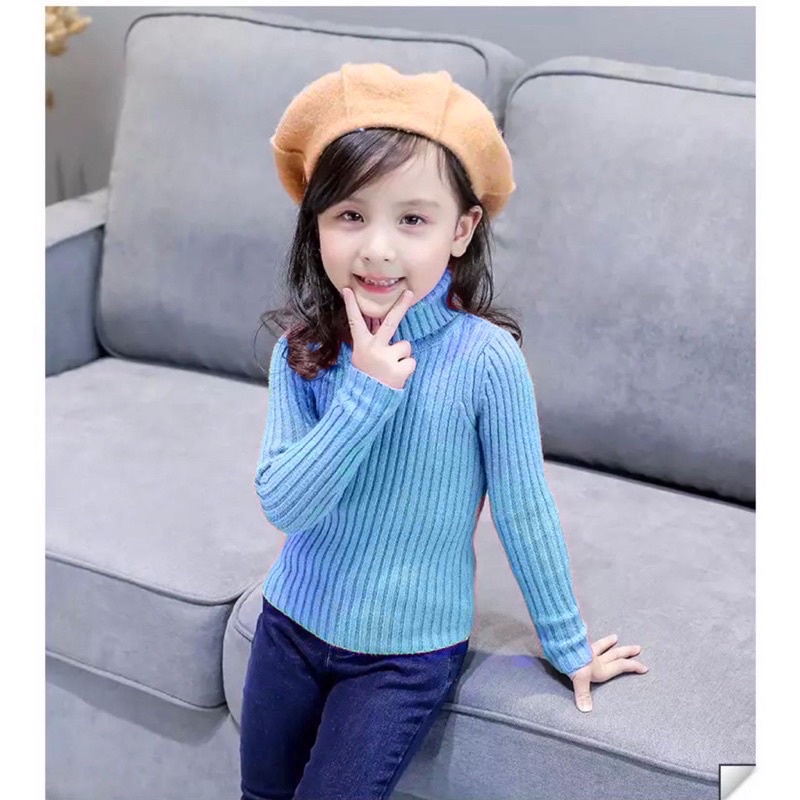 Sweater Rajut anak Turtle Neck  Kerah Tinggi Usia 1-6 Tahun