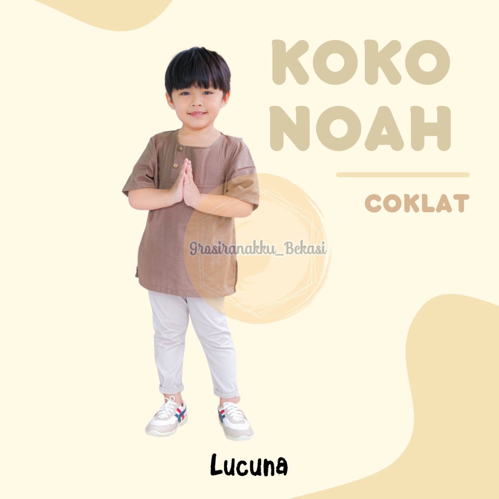 Koko Anak Noah Lucuna Linen Warna Coklat 1-5thn