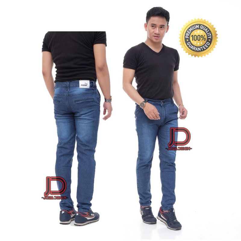 CELANA JEANS PANJANG PRIA SLIM FIT SKINNY HITAM PENSIL REGULER JUMBO BIG SIZE 27-44