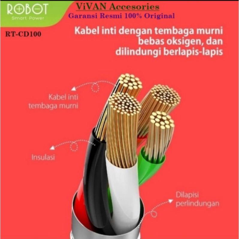 ROBOT RT-CD100S Kabel Cable Data Charging 2.4A 1M Micro USB Android /PCS