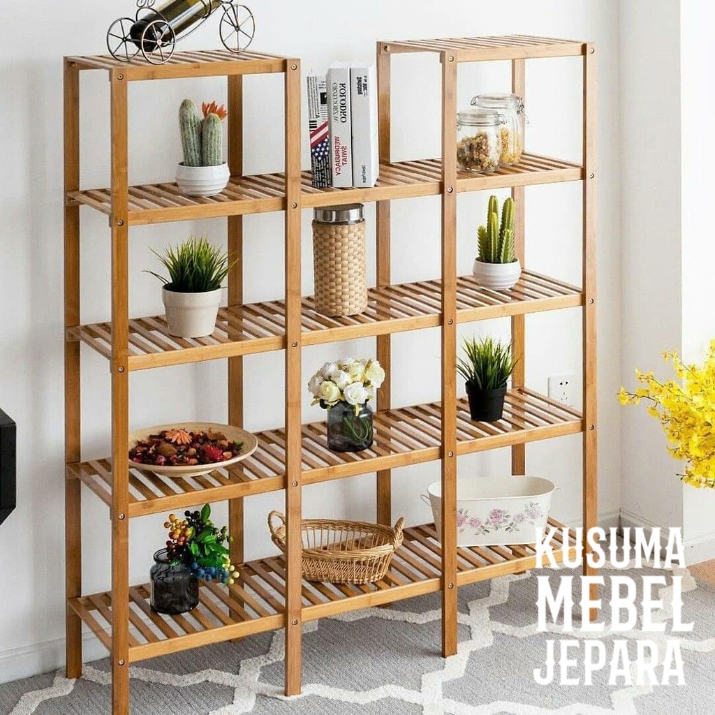 rak display pajangan minimalis kayu jati kode 002 (tinggi 170cm)