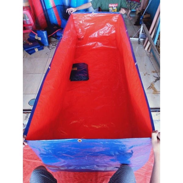 terpal kolam ikan/kolam ikan bentuk kotak TYPE A5 kualitas sedang ukuran 200×70×65